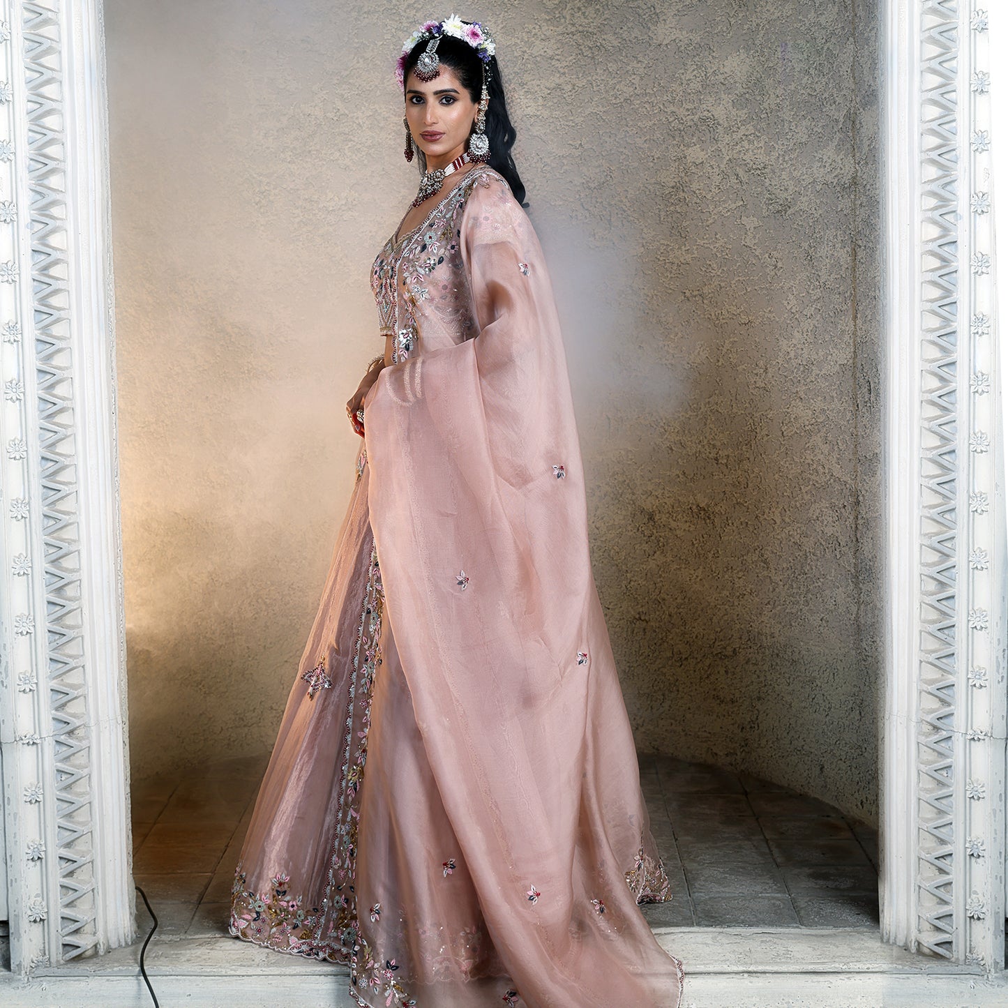 Stripe Tissue Lehenga