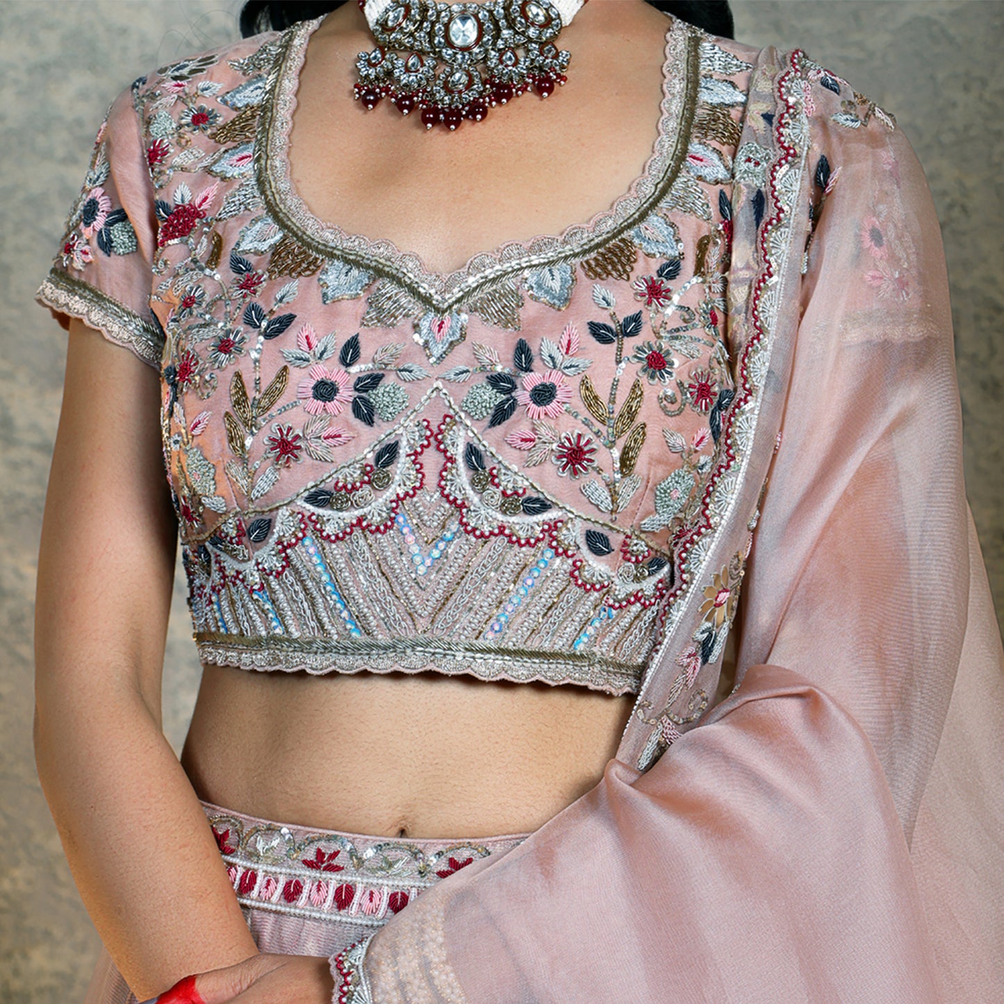 Stripe Tissue Lehenga