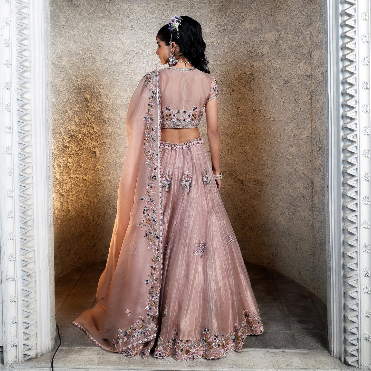 Stripe Tissue Lehenga