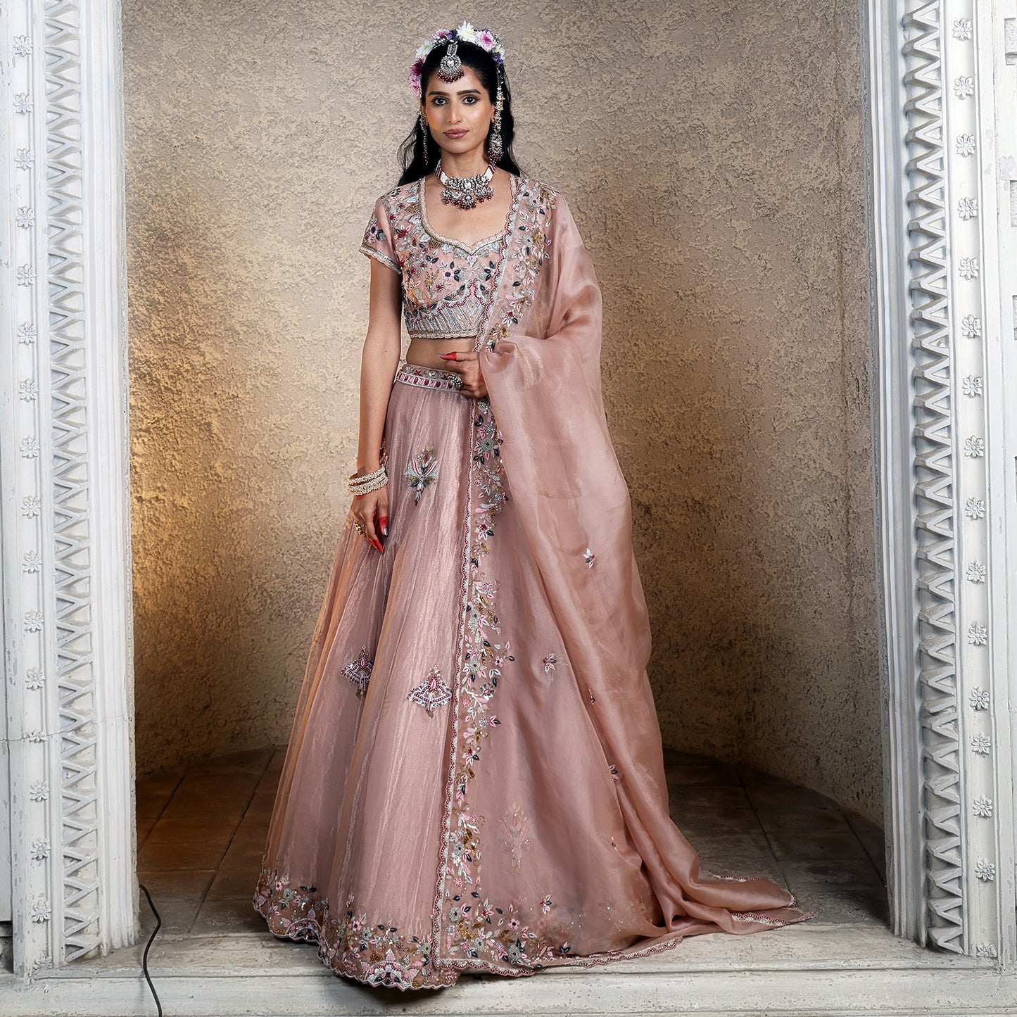 Stripe Tissue Lehenga