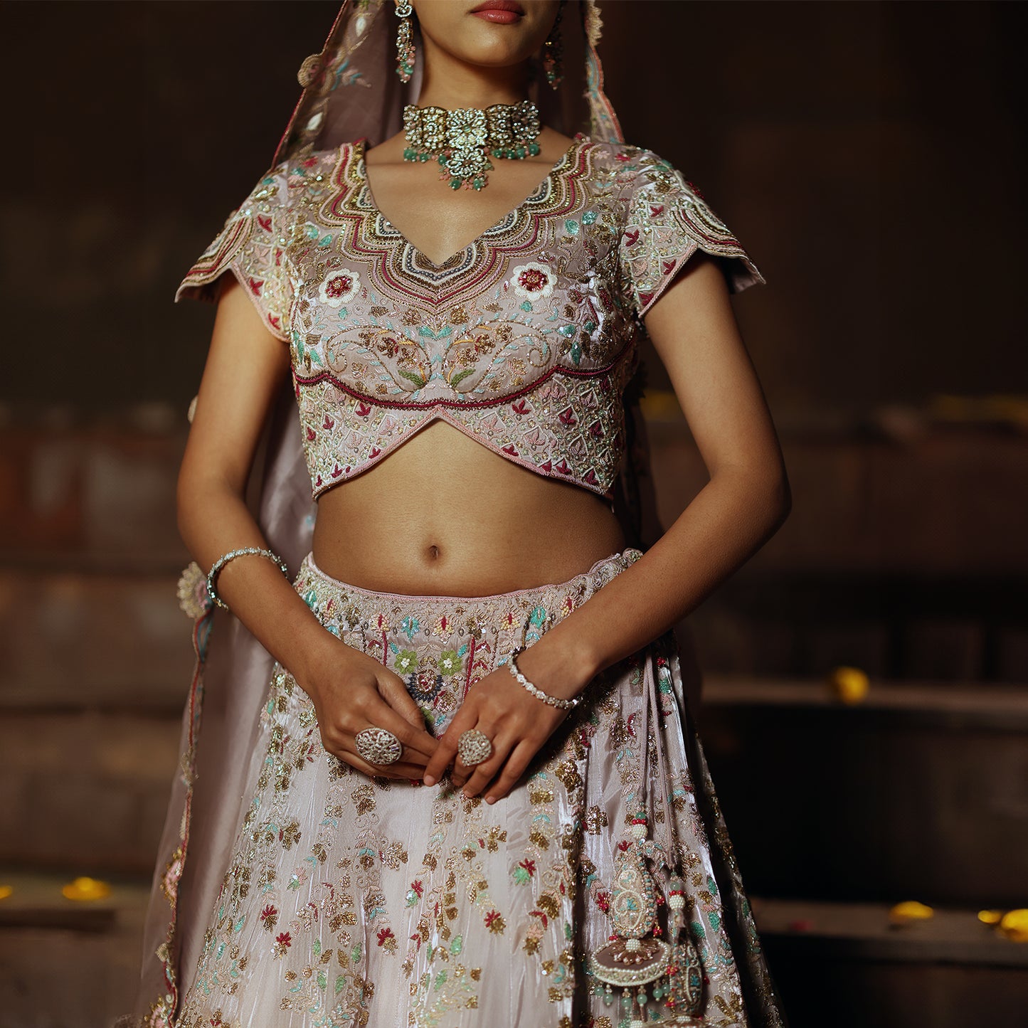 Lilac Glass Tissue Lehenga Set