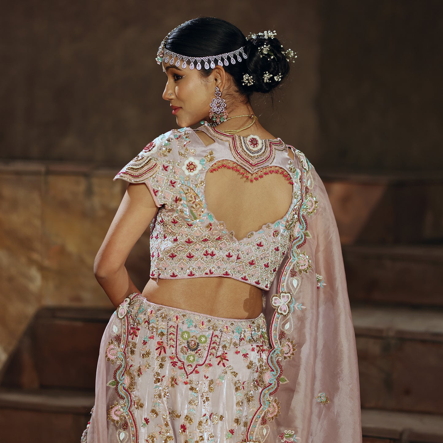 Lilac Glass Tissue Lehenga Set