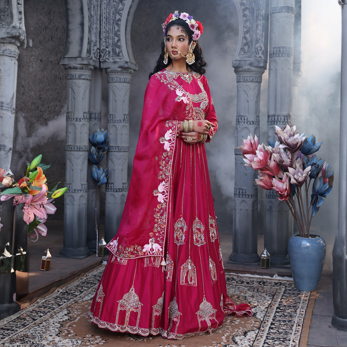 Fuchsia Pinjra Lehenga Set