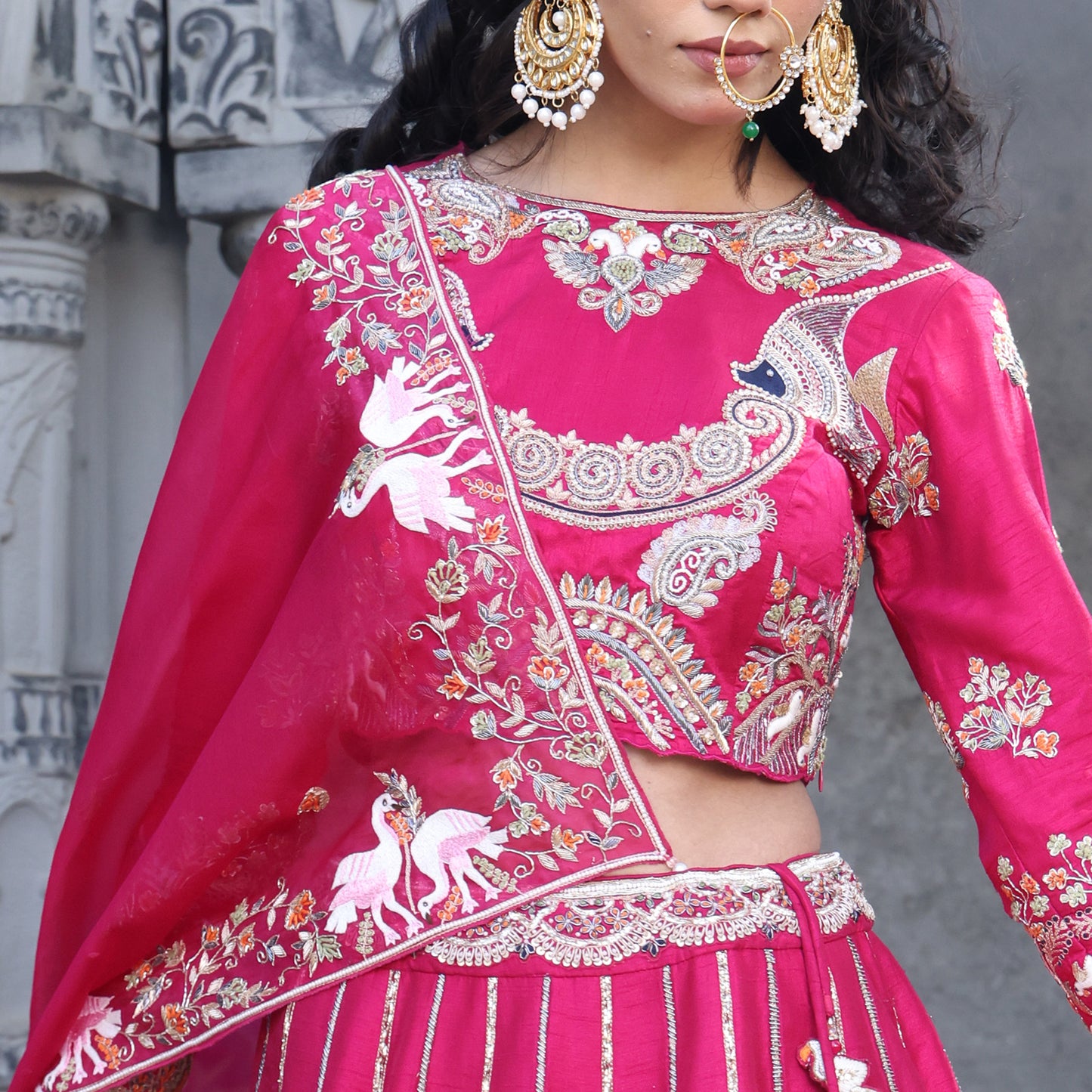 Fuchsia Pinjra Lehenga Set