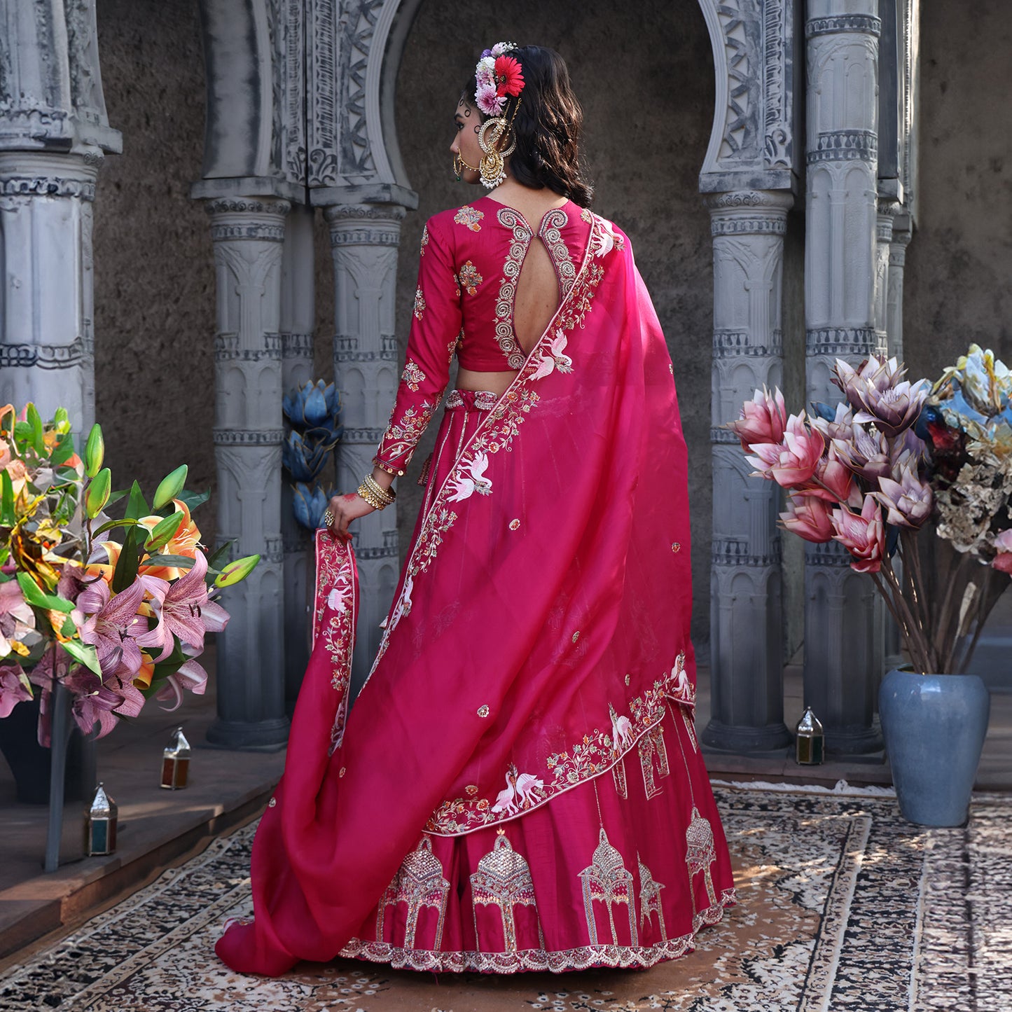 Fuchsia Pinjra Lehenga Set