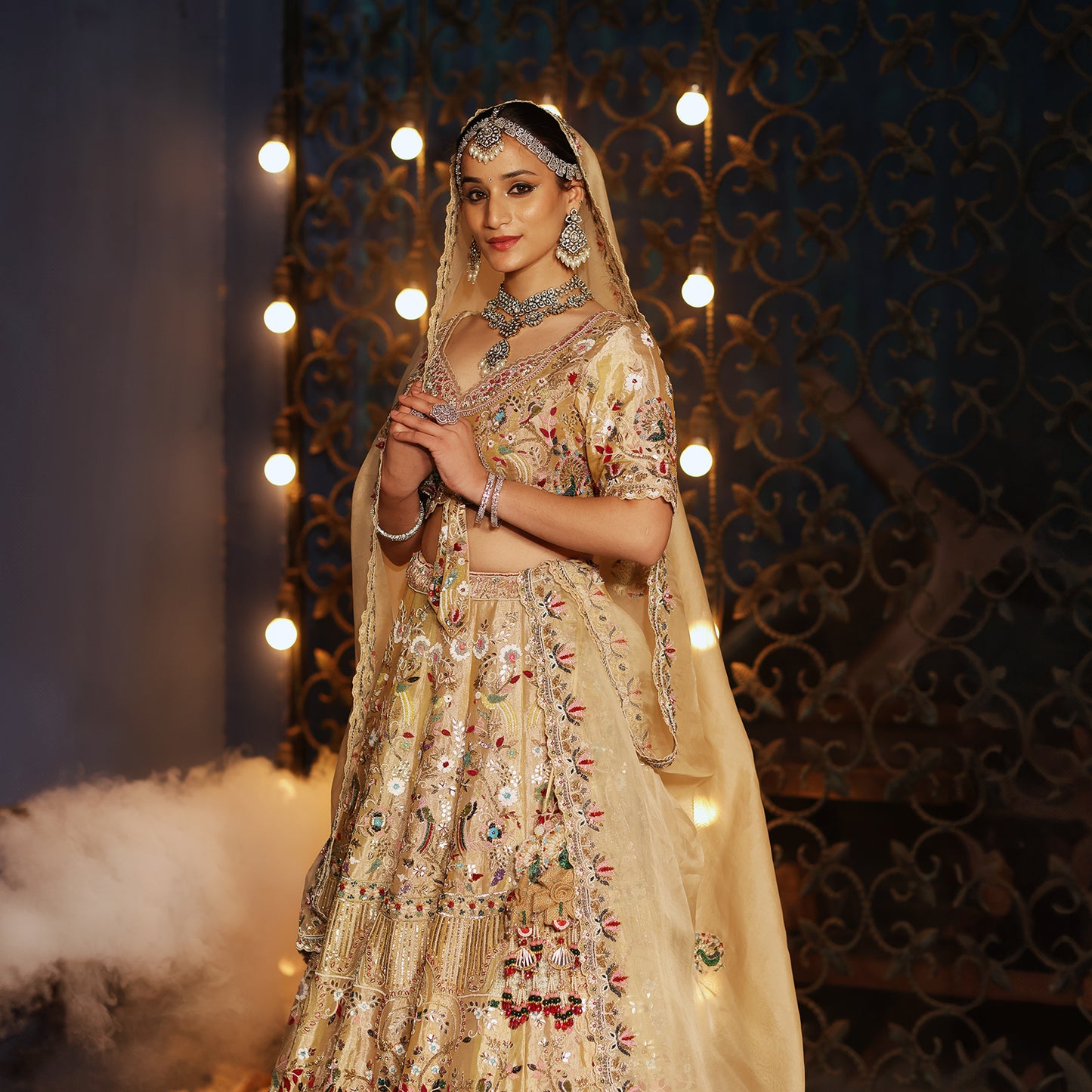 Gold Tissue Lehenga Set