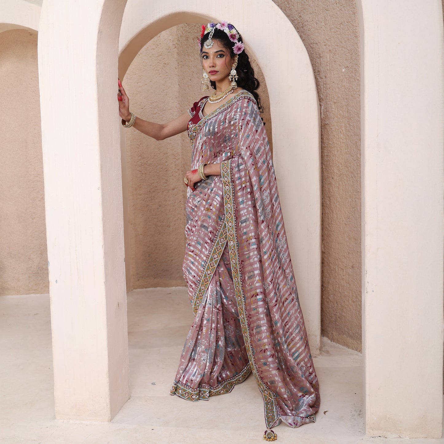 Stripes Banarasi Saree