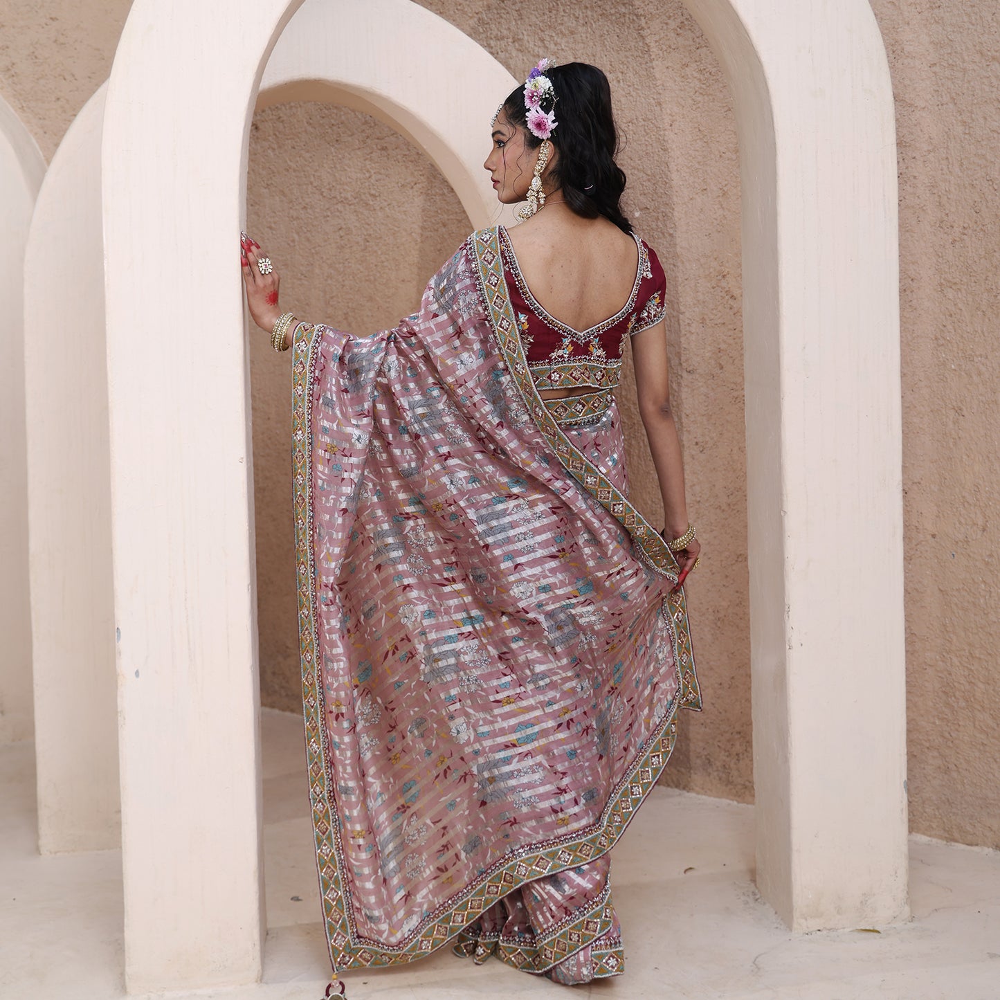 Stripes Banarasi Saree