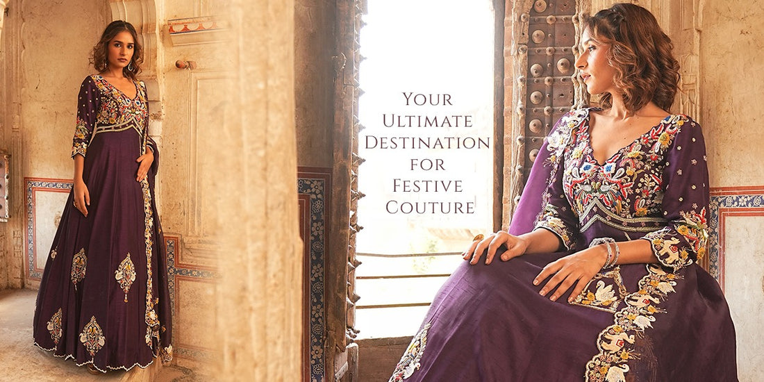 A girl Wearing Ghunnghat brand purple lehenga