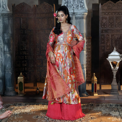 Multi-coloured Banarasi Anarkali
