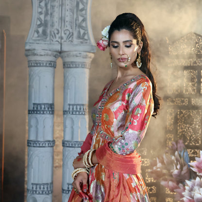 Multi-coloured Banarasi Anarkali
