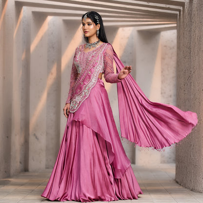 Mauvish Pink Skirt Drape
