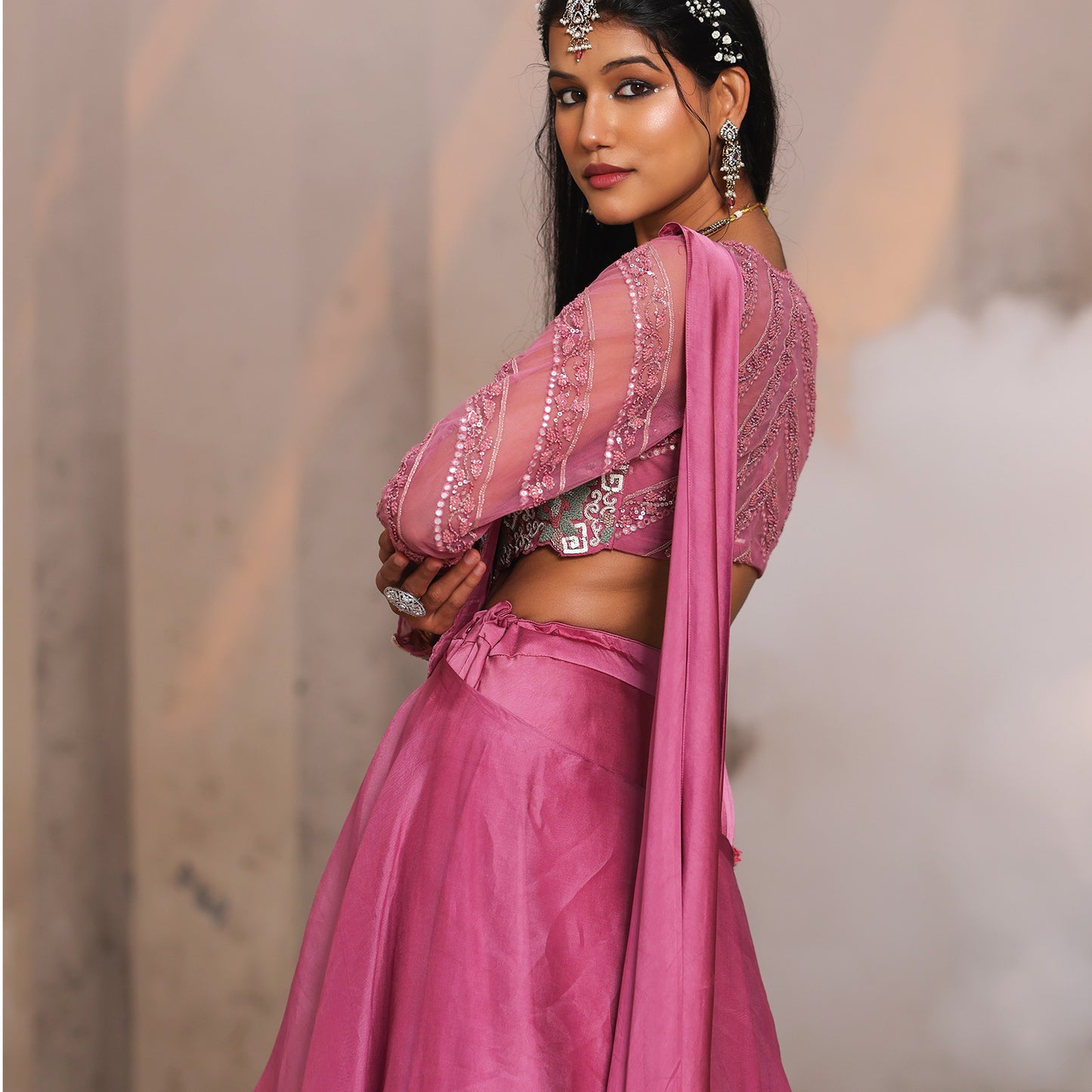 Mauvish Pink Skirt Drape