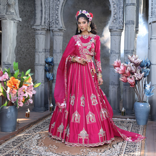 Fuchsia Pinjra Lehenga Set