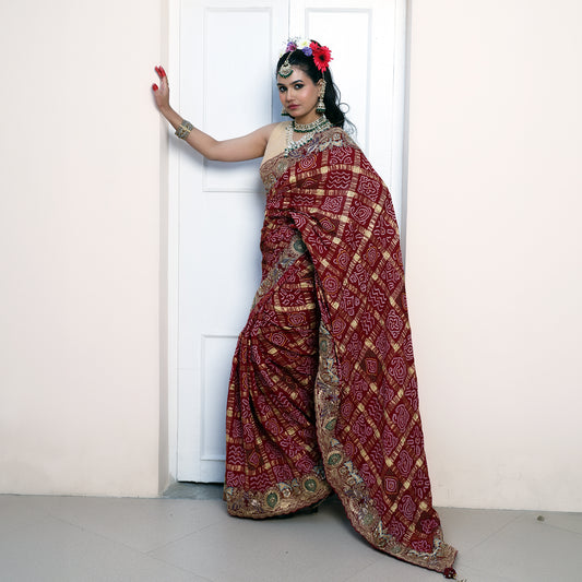 Maroon Gharchola Saree