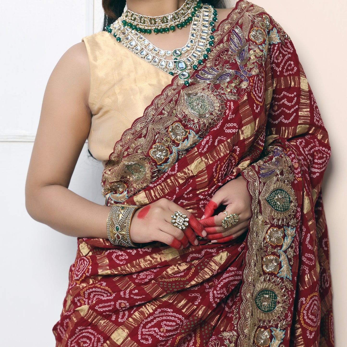 Maroon Gharchola Saree