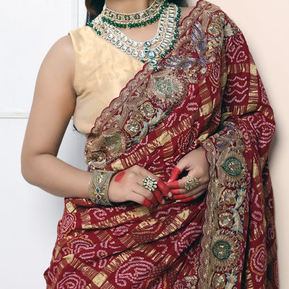 Maroon Gharchola Saree