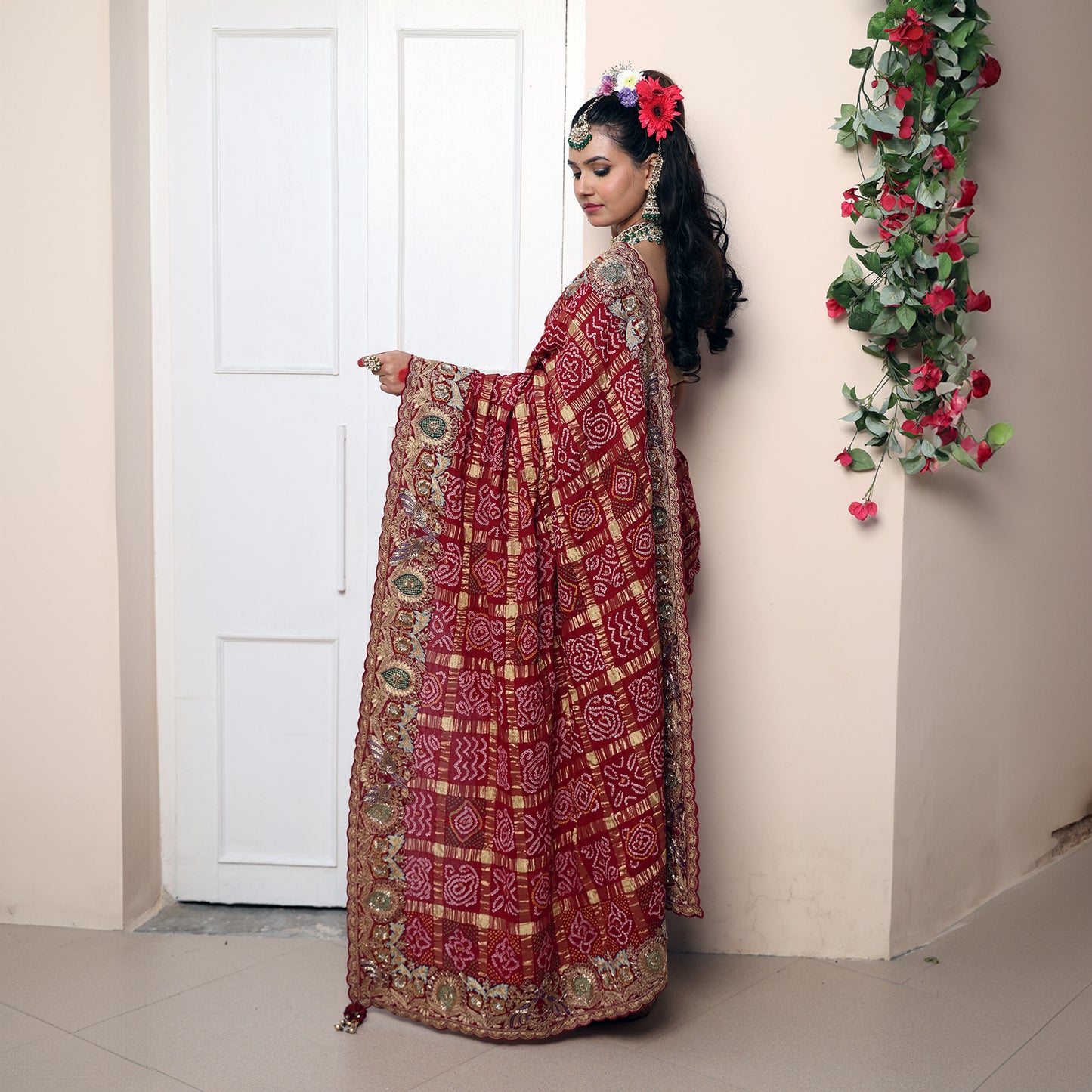 Maroon Gharchola Saree