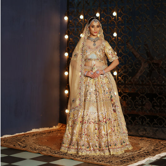 Gold Tissue Lehenga Set