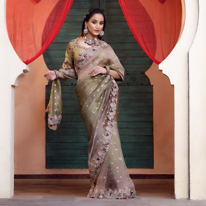 Green Shaded Self Tissue Saree