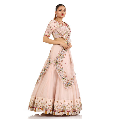 Pastel Pink Drape Lehenga