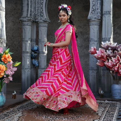 Fuchsia Leheriya Lehenga Set