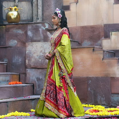 Mehendi Green Crush Lehenga Set