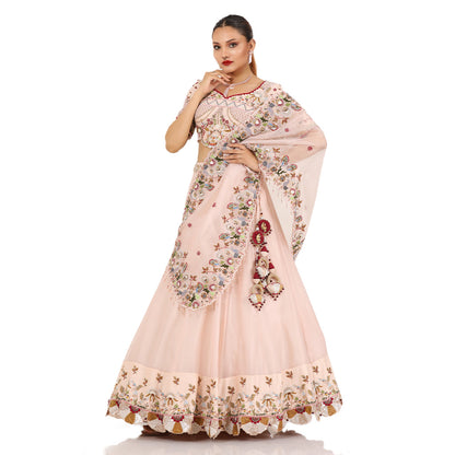 Pastel Pink Drape Lehenga