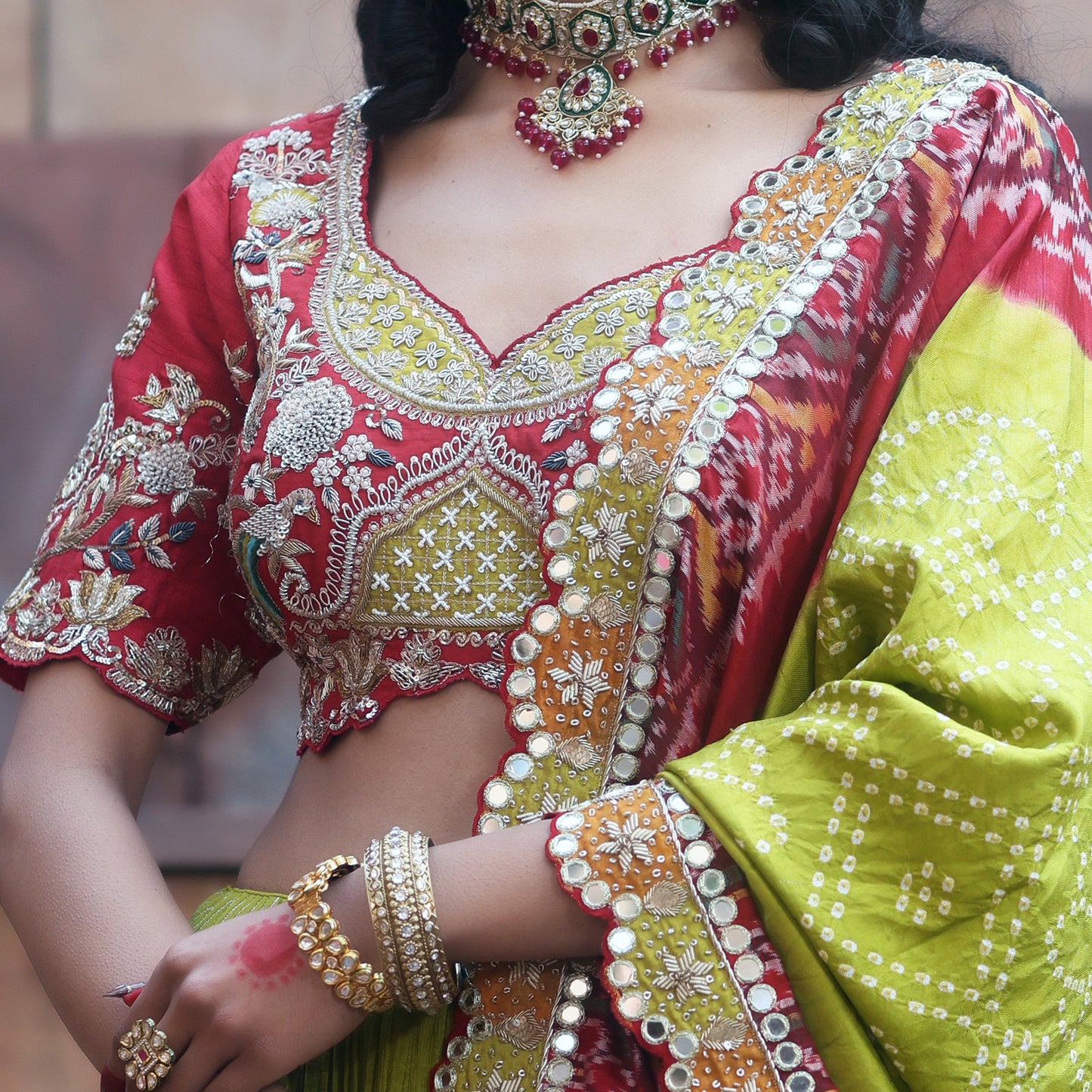 Mehendi Green Crush Lehenga Set