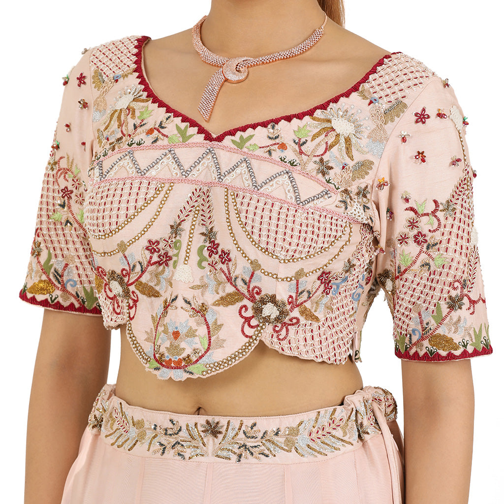 Pastel Pink Drape Lehenga