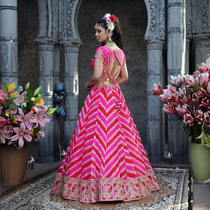 Fuchsia Leheriya Lehenga Set