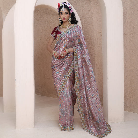 Stripes Banarasi Saree