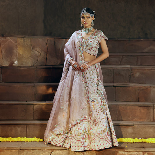 Lilac Glass Tissue Lehenga Set