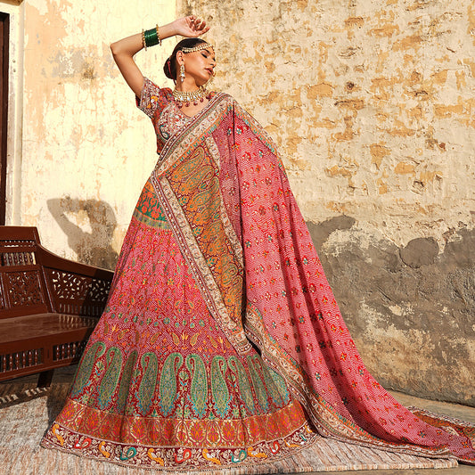 Banarsi Georgette Bandhani Lehenga Set