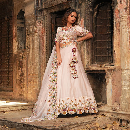 Pastel Pink Drape Lehenga