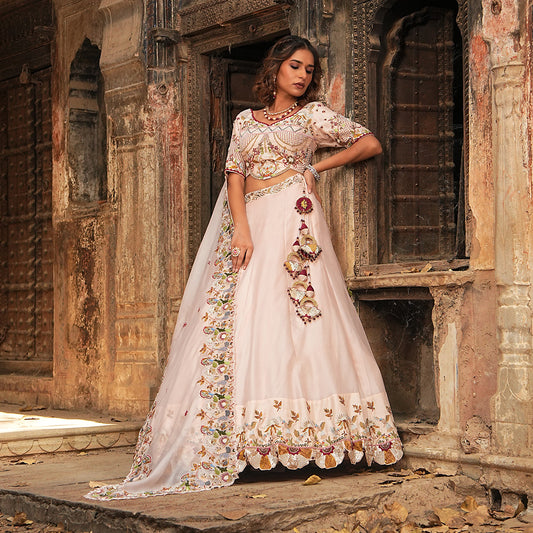 Pastel Pink Drape Lehenga