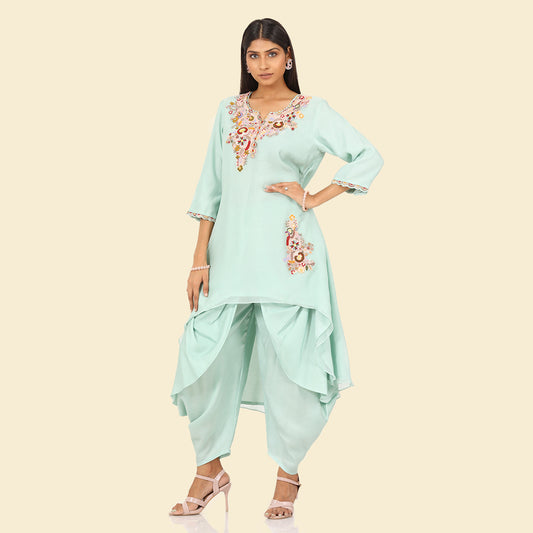 High Low Kurta With Drape Harem