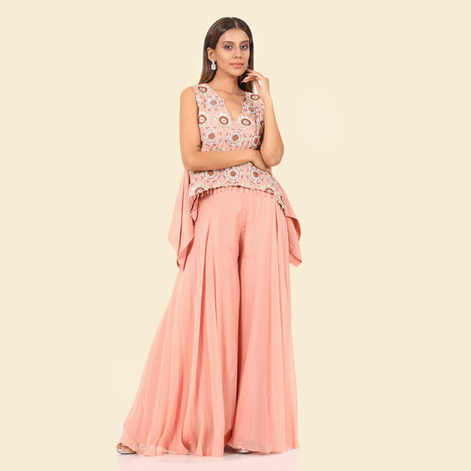 Peach Dupion Peplum