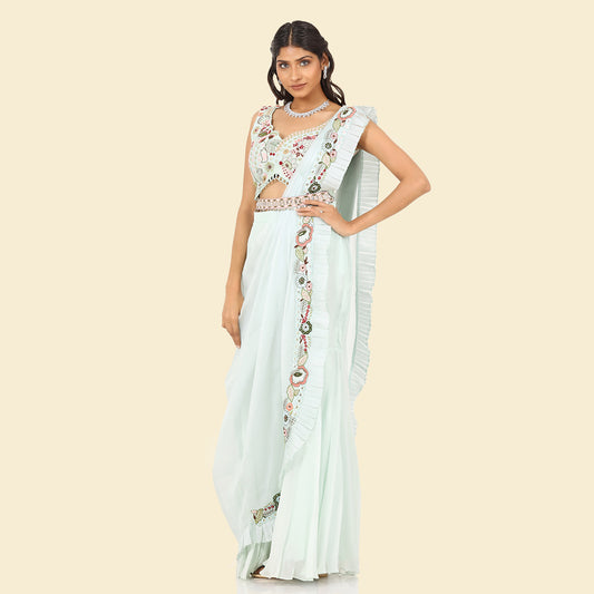 Sea Green Palazzo Saree